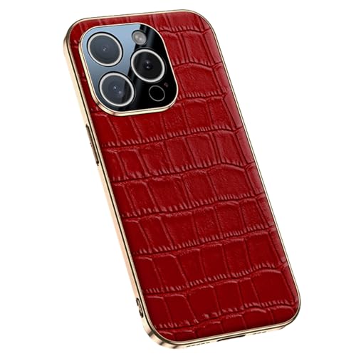 SNHVXLFW-Echtes Leder Hülle für iPhone 16 Pro Max/16 Pro/16 Plus/16, Ultradünne Galvanisierte Handyhülle Krokodil Luxus Geschäftlich Handytasche,Rot,16 Pro Max SNHVXLFW-Echtes Leder Hülle für iPhone 16 Pro Max/16 Pro/16 Plus/16, Ultradünne Galvanisierte Handyhülle Krokodil Luxus Geschäftlich Handytasche,Rot,16 Pro Max von SNHVXLFW