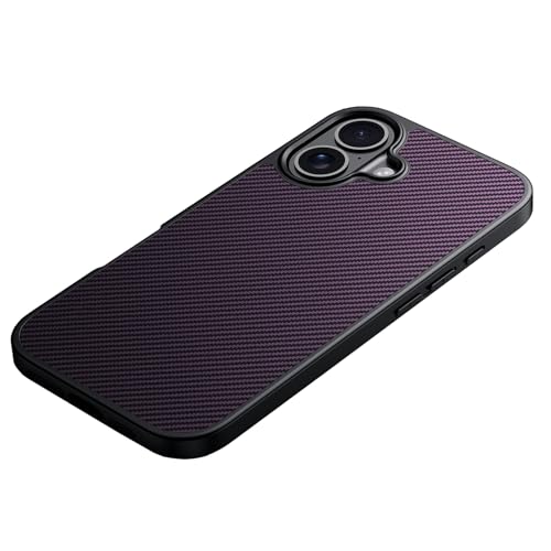 SNHVXLFW-Hülle für iPhone 16 Pro Max/16 Pro/16 Plus/16, Echtes Kohlefaser Handytasche Stoßfeste Ultradünne Magnetische Schutzhülle,Lila,16 ProMax von SNHVXLFW