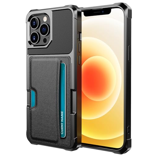 SNHVXLFW-Ultradünne Hülle für iPhone 16 Pro Max/16 Pro/16 Plus/16, PC Stoßfeste Handyhülle mit Kartenfächern Business Leder Handytasche,Schwarz,16 von SNHVXLFW