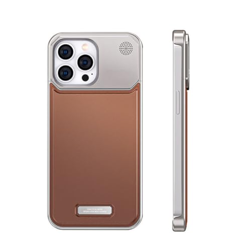 SNIDII Metallhülle für iPhone 15 Pro Max, Aroma, magnetische Schutzhülle, Anti-Fall Wärmeableitung, kratzfest, schlankes Design, Aluminium und Leder, für Herren und Damen, 17 cm (6,7 Zoll), Braun von SNIDII