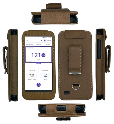 Passgenaue Ledertasche mit Gürtelclip für Omnipod 5 Empfänger (kontinuierliche Glukoseüberwachung) (Braun) von SNK