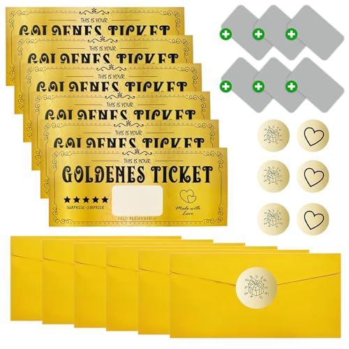 6 Set Goldenes Ticket Gutscheine Zum Selber AusfüLlen Golden Ticket Goldenes Ticket Gutschein Rubbel Rubbelkarte Gutschein Zum Rubbeln Gutschein Goldenes Ticket Goldene Ticket Golden Ticket Gutschein von SNONESIY