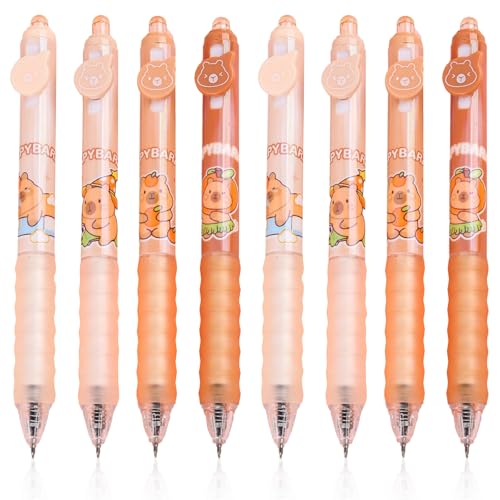 8 Stück Capybara Stifte,Kawaii Stifte,Capybara Gelstift Set,Süße Capybara-Gelstifte,Süße Einziehbare Stifte,für Schule Büro Schreibwaren und Partygeschenke Zum Thema Capybara von SNONESIY
