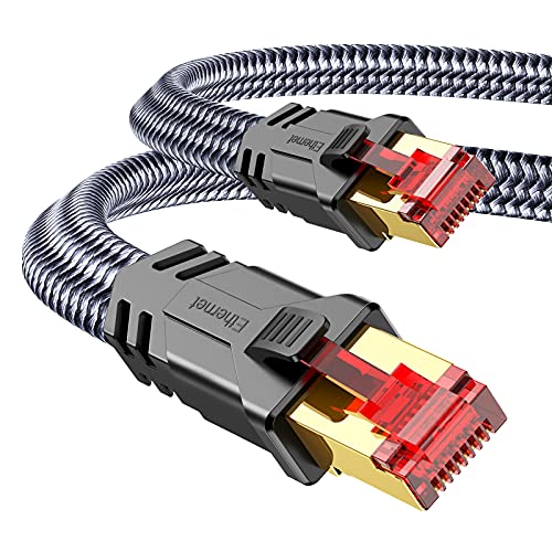 Cat 8 LAN Kabel 3m, Snowkids 40Gbps Netzwerkkabel 2000MHz Gigabit Hochgeschwindigkeits Ethernet Kabel flaches S/FTP RJ45 Kabel Internet Patchkabel kompatibel mit PS5 PS4 Laptop Router Modem Switch TV von SNOWKIDS