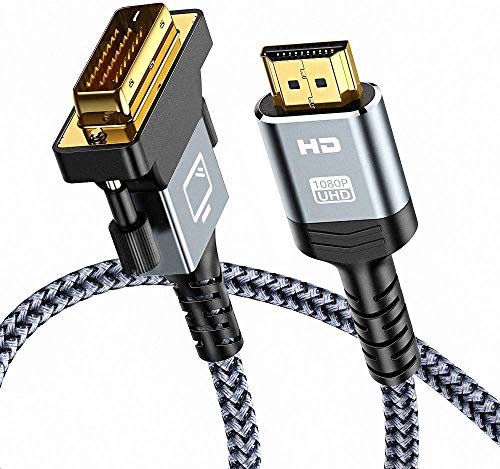 SNOWKIDS HDMI auf DVI Kabel1M,HDMI DVI Adapterkabel DVI zu HDMI Kabel mit 1080P High Speed Full HD 24+1 DVI auf HDMI bidirektional Konverter unterstützt 3D, DVI D auf HDMI Adapter-Grau von SNOWKIDS