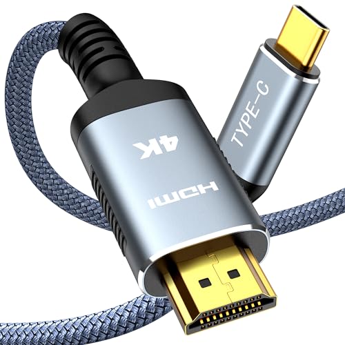 SNOWKIDS USB C auf HDMI Kabel 4K@60Hz[Thunderbolt 3/4 kompatibel] USB Typ C zu HDMI 4K UHD Kabel[Aluminium&Nylon] für iPhone 15 Pro Max Sam-sung S23 MacBook iPad Pro/Air, iMac 1.8m von SNOWKIDS