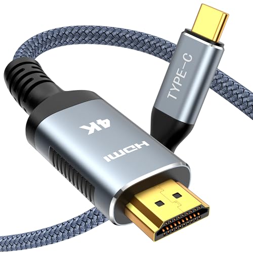 SNOWKIDS USB C auf HDMI Kabel 4K@60Hz[Thunderbolt 3/4 kompatibel] USB Typ C zu HDMI 4K UHD Kabel[Aluminium&Nylon] für iPhone 15 Pro Max Sam-sung S23 MacBook iPad Pro/Air, iMac 1.8m von SNOWKIDS