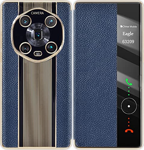 Ledertasche für Huawei Honor Magic 4 Pro 5G. Magnetverschluss, Leder Smart Leather Case für Huawei Honor Magic4 Pro, Handy-hülle -Blau von SNOWtreeAA