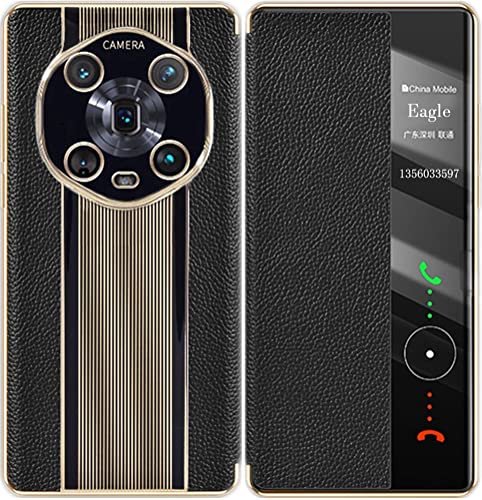 Ledertasche für Huawei Honor Magic 4 Pro 5G. Magnetverschluss, Leder Smart Leather Case für Huawei Honor Magic4 Pro, Handyhülle -Schwarz von SNOWtreeAA