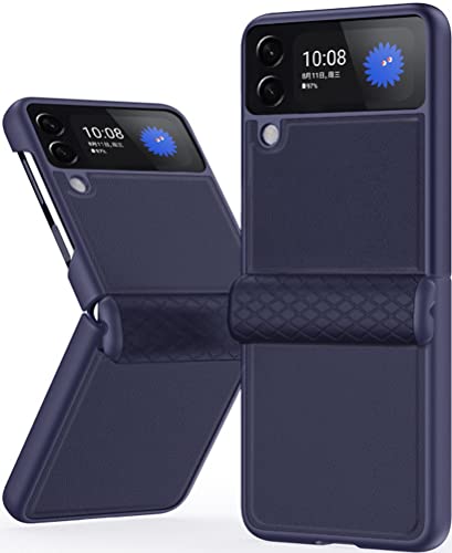 SNOWtreeAA Hülle Kompatibel mit Samsung Galaxy Z Flip 4 5G.Geeignet für Samsung Z Flip4 Faltdisplay Handyhülle. Handyhülle mit Ständer und Scharnier -Blau von SNOWtreeAA
