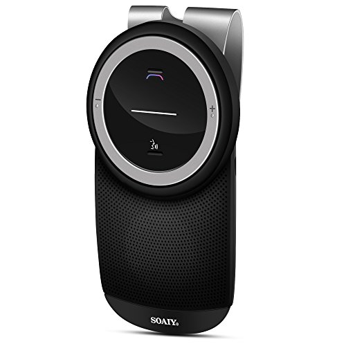 SOAIY S61 Auto Kfz Freisprecheinrichtung Bluetooth V4.1 Freisprechanlage Multipoint Car-Kit für Sonnenblende Automatische Abschaltung Aktivierung möglich Musik GPS mit Sprachsteuerung von SOAIY