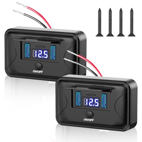 SOARFLY 2 Stück USB Steckdose 12V Wohnmobil, Auto Ladegerät mit LED Voltmeter 72W Dual QC3.0 & PD3.0 Typ C, Handy Schnellladegerät Wasserdicht mit Schalter für Wohnwagen, Auto, Motorrad, LKW SOARFLY 2 Stück USB Steckdose 12V Wohnmobil, Auto Ladegerät mit LED Voltmeter 72W Dual QC3.0 & PD3.0 Typ C, Handy Schnellladegerät Wasserdicht mit Schalter für Wohnwagen, Auto, Motorrad, LKW von SOARFLY