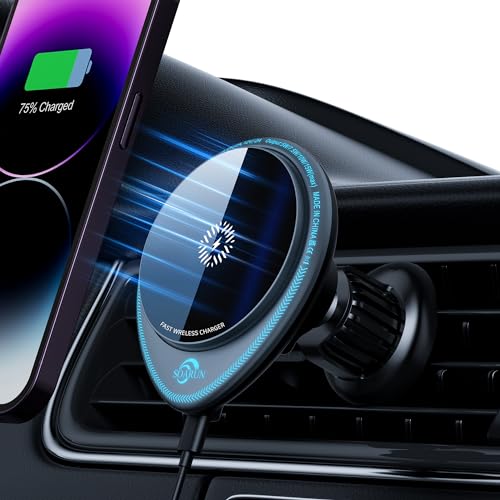SOARUN Handyhalterung Auto Magnet mit Ladefunktion,15W Kfz-handyladestationen Handy Halterung Auto Magnet Autohalterung Lüftung für iPhone 15 14 13 12 Pro Max Mini Plus von SOARUN