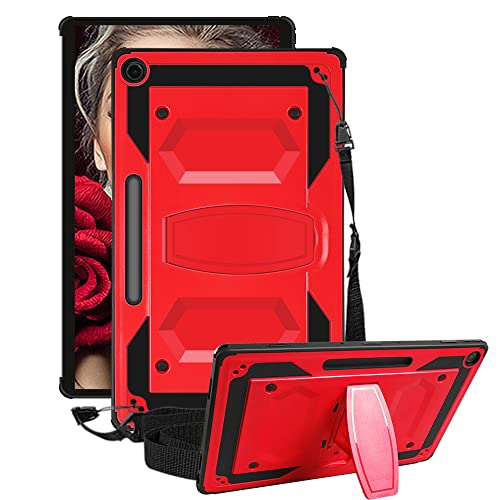 SOATUTO Tablet-Hülle für Lenovo Chromebook Duet 5 Laptop 13,3 Zoll FHD Hülle mit Schultergurt Kickstand Weiches Silikon Harte Rückseite Armor Cover für Lenovo Duet Chromebook Case Duet 5 13 Zoll (Rot) von SOATUTO