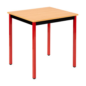 SODEMATUB Mehrzwecktisch buche, rot rechteckig, Vierkantrohr rot, 70,0 x 60,0 x 74,0 cm von SODEMATUB