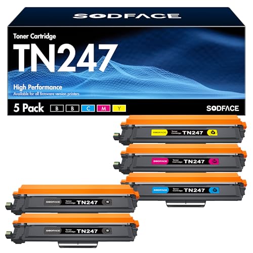 SODFACE TN-243CMYK TN247 Kompatibel für Brother TN-243CMYK TN247 Toner für Brother MFC-L3750CDW DCP-L3550CDW MFC-L3770CDW HL-L3210CW HL-L3270CDW DCP-L3510CDW (2 Schwarz Cyan Gelb Magenta, 5er-Pack) von SODFACE