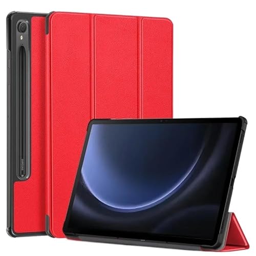 Geeignet for Samsung Galaxy Tab S9 FE 2023 Hülle 10,9 Zoll Klappständer Magnetisches Smart Folio Tablet SM-X510 SM-X516B (Color : Red) von SOENS