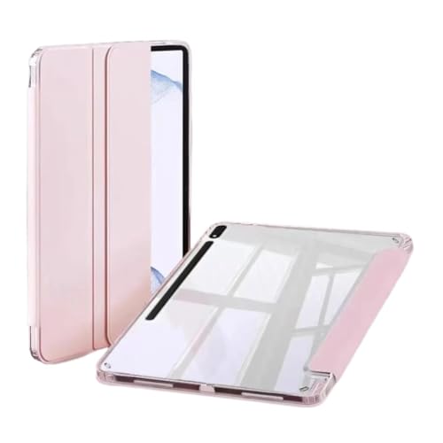 Klare Acrylhülle, geeignet for Samsung Galaxy Tab S10 FE 10.9 /Tab S10 FE Plus 13.1 2025, mit Stifthalter, stoßfeste Abdeckung(Pink,Tab S10 FE Plus 13.1) von SOENS