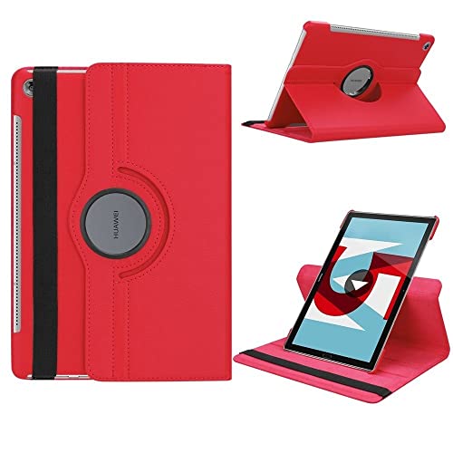 Kompatibel mit Huawei MediaPad M5 M6 PRO 10,8 Zoll Hülle, 360 drehbare Halterung, Lederhülle (Color : Red, Size : Mediapad M5 10.8) von SOENS