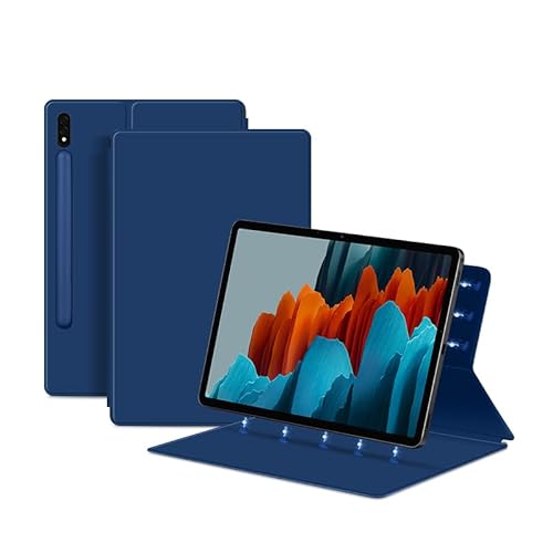 Magnetische Hülle kompatibel mit Samsung Galaxy Tab S7 Plus S8 S7 FE Tablet Smart Cover mit integriertem Stifthalterschlitz PU (Color : Dark Blue, Size : for Tab S7 11 inch) von SOENS