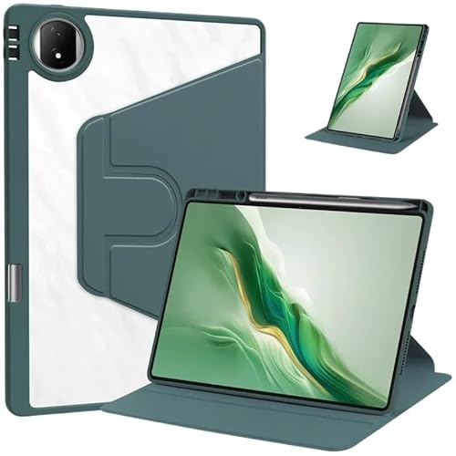 SOENS 360-Grad-Drehung Tablet-Abdeckung passend for Huawei Matepad Pro 12.2 MRO-W00/W10 2024 mit Stifthalter durchsichtige Acrylhülle(Dark Green) von SOENS