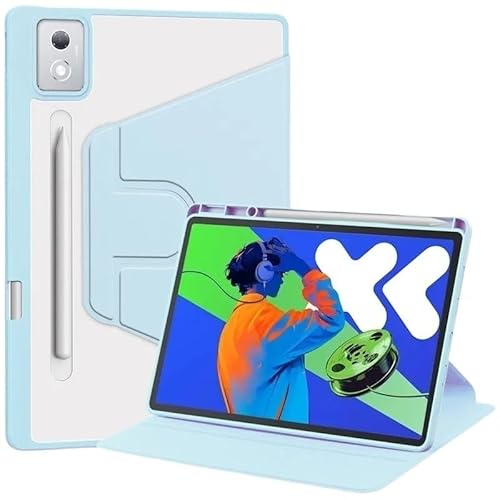 SOENS 360 drehbare Ledertasche, geeignet for Lenovo Xiaoxin Pad Pro 12.7/Tab P12 12.7 2023 Tab-371FC, stoßfeste Acryl-Standabdeckung(Blue,for Xiaoxin Pad Pro 12.7) von SOENS
