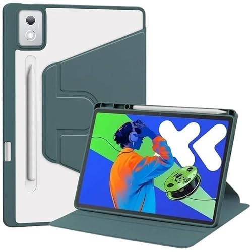 SOENS 360° drehbare Ledertasche passend for Lenovo Xiaoxin Pad Pro 12,7 Zoll TB-375FC/373FC 2025, stoßfeste Acryl-Standabdeckung(Green) von SOENS