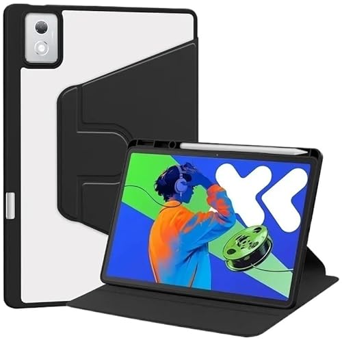 SOENS 360° drehbare Tablet-Abdeckung aus Acryl mit Ständer, passend for Lenovo Idea Tab Pro 12,7 Zoll TB-373FU/375FC 2025, mit Stifthalter-Hülle(Black) von SOENS