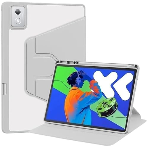SOENS 360° drehbare Tablet-Abdeckung aus Acryl mit Ständer, passend for Lenovo Idea Tab Pro 12,7 Zoll TB-373FU/375FC 2025, mit Stifthalter-Hülle(Gray) von SOENS