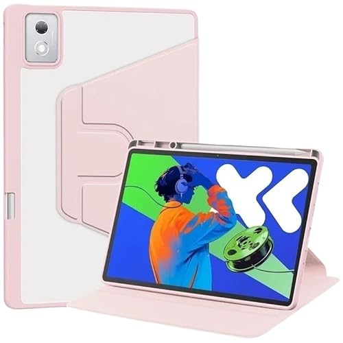 SOENS 360° drehbare Tablet-Abdeckung aus Acryl mit Ständer, passend for Lenovo Idea Tab Pro 12,7 Zoll TB-373FU/375FC 2025, mit Stifthalter-Hülle(Pink) von SOENS