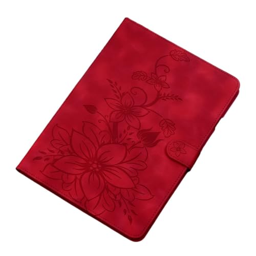 SOENS Folio-Verschluss-Tablet-Abdeckung, geeignet for Lenovo Legion Y700 2025/2023 8,8 Zoll, Bedruckte Lilienblumen-Hülle, Rückseite aus stoßfestem TPU mit Standfunktion(Red,Y700 2rd 2023) von SOENS