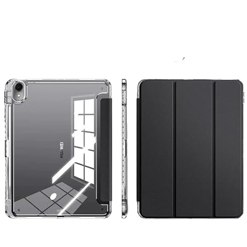 SOENS Transparente, knicksichere Tablet-Hülle aus Acryl, rundum verwendbar, geeignet for Huawei Matepad Pro 13,2 Zoll 2023/2025, dreifach Faltbare Standhülle(Black,MatePad Pro 13.2 2023) von SOENS