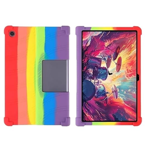 SOENS Weiche Silikonhülle, geeignet for Lenovo Tab Plus 2024 11,5 Zoll TB-351FU, Ständer, stoßfeste Silikon-Tablet-Abdeckung(Rainbow) von SOENS