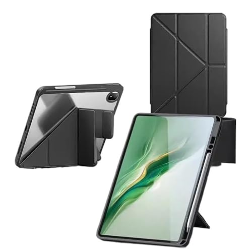 SOENS Y-Faltbare Tablet-Abdeckung, geeignet for Huawei Honor Pad GT Pro/MagicPad 2 12,3 Zoll 2024, Acryl, mit Stiftschlitzverschluss, Faltbare Hülle(Black,MagicPad 2 12.3) von SOENS