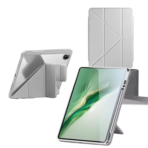 SOENS Y-Faltbare Tablet-Abdeckung, passend for Huawei Honor Pad 9 12,1 Zoll HEY2-W09/W19 2024, Acryl, mit Stiftschlitzverschluss, Faltbare Hülle(Gray) von SOENS
