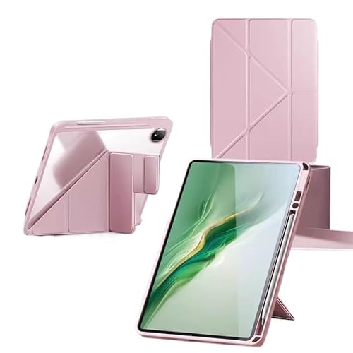 SOENS Y-Faltbare Tablet-Abdeckung, passend for Huawei Honor Pad 9 12,1 Zoll HEY2-W09/W19 2024, Acryl, mit Stiftschlitzverschluss, Faltbare Hülle(Pink) von SOENS