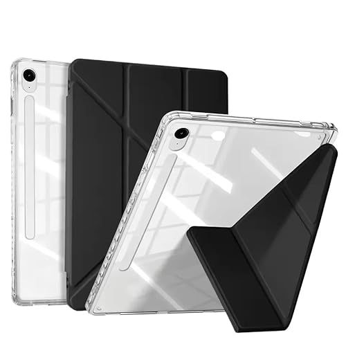 Smart Tablet-Hülle, geeignet for Samsung Tab S10 Plus/S9 Plus/S9 FE Plus 12,4 Zoll, klare Acryl-Hartrückseite mit Stifthalter-Abdeckung(Black,Tab S9 Plus 12.4) von SOENS