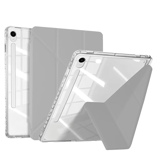 Smart Tablet-Hülle, geeignet for Samsung Tab S10 Plus/S9 Plus/S9 FE Plus 12,4 Zoll, klare Acryl-Hartrückseite mit Stifthalter-Abdeckung(Gray,Tab S10 Plus 12.4) von SOENS