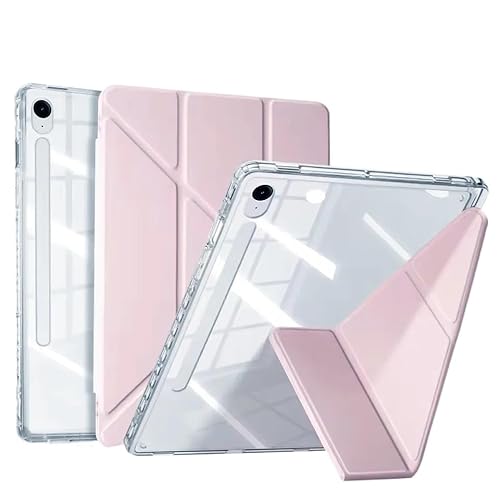 Smart Tablet-Hülle, geeignet for Samsung Tab S10 Plus/S9 Plus/S9 FE Plus 12,4 Zoll, klare Acryl-Hartrückseite mit Stifthalter-Abdeckung(Pink,Tab S9 Plus 12.4) von SOENS
