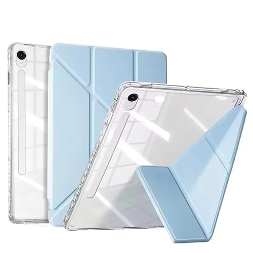 Smart Tablet-Hülle, geeignet for Samsung Tab S10 Plus/S9 Plus/S9 FE Plus 12,4 Zoll, klare Acryl-Hartrückseite mit Stifthalter-Abdeckung(Sky Blue,Tab S10 Plus 12.4) von SOENS