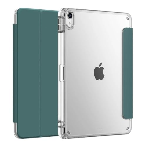 Tablet-Hülle passend for Apple iPad A16 11 2025 11 Zoll transparente Silikon-Rückseite, dreifach faltbar, mit Stifthalter, Smart Cover(Dark Green) von SOENS