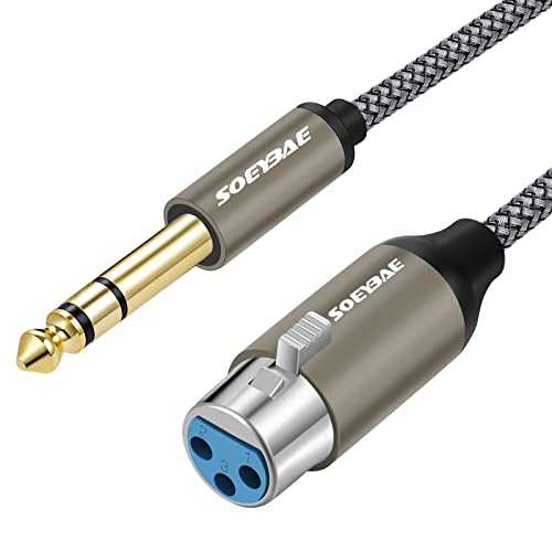 SOEYBAE 1.5M Stereo Mikrofonkabel XLR Buchse auf 6,35 mm（1/4 Zoll ） Klinkenbuchse,Geflochtenes Signalverbindungskabel für Gitarre, Lautsprecher, Bühne, DJ von SOEYBAE