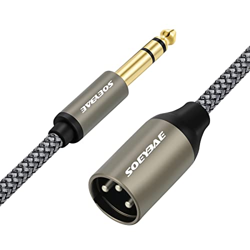 SOEYBAE 15M Stereo Kabel 6,35 mm (1/4 Zoll) TRS auf XLR Stecker auf Stecker,Geflochtenes Mikrofonkabel für Mixer, Gitarre, Soundbox von SOEYBAE