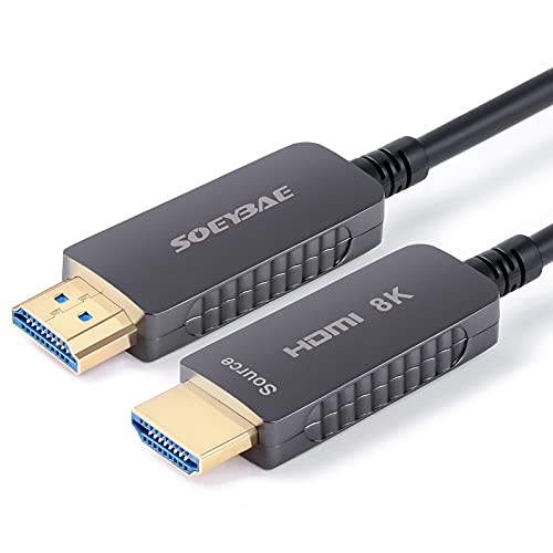 SOEYBAE 8K Optic HDMI Kabel HDMI 2.1 Glasfaserkabel 48Gbps 8K@60Hz 4K@120Hz 3D-Unterstützung HDCP2.2 für HDTV,Projektor,Gaming-Box,Heimkino, TV-Box (100M) von SOEYBAE