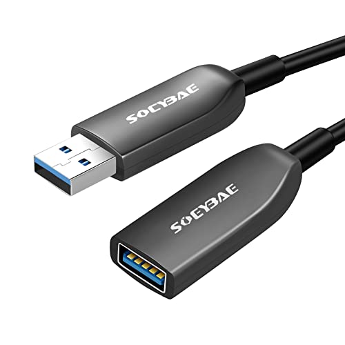 SOEYBAE USB 3.0 Optisches Verlängerungskabel 10m, USB 3.0 Glasfaser Kabel, AOC Kabel,High Speed 5 Gbit/s Faser männlich zu weiblich, kompatibel mit Drucker, Laptop, Festplatten von SOEYBAE