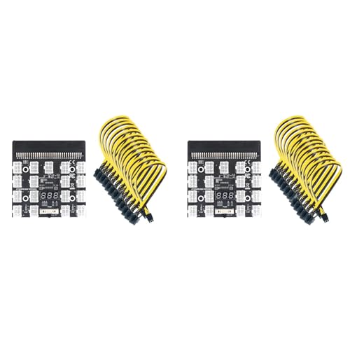 SOFORFREEM 2X Breakout Board 17 Port 6Pin LED Anzeige Power Module Server Karte 6Pin Zu 8Pin Kabel für 1200W 750W Netzteil GPU BTC Mining von SOFORFREEM