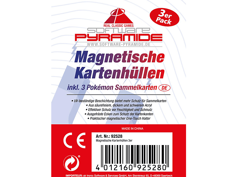 SOFTWARE PYRAMIDE Magnetsiche Kartenhüllen - 3er Set inklusive Pokémon Karten Pokemonset von SOFTWARE PYRAMIDE