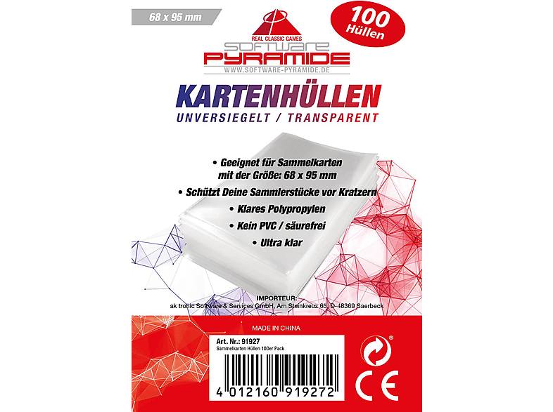 SOFTWARE PYRAMIDE Ultra Pro Sammelkarten Hüllen 100er Pack Sammelhüllen SOFTWARE PYRAMIDE Ultra Pro Sammelkarten Hüllen 100er Pack Sammelhüllen von SOFTWARE PYRAMIDE