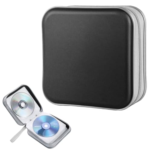 Cd Tasche,Cd Mappe,Cd Case,Cd Hüllen,Cd Aufbewahrung,Cd Organizer,Cd Sammelmappe,40 Stück Cd DVD Discs Aufbewahrungstasche Mit Reißverschluss Oxford Handtaschen (Black) von SOGHO
