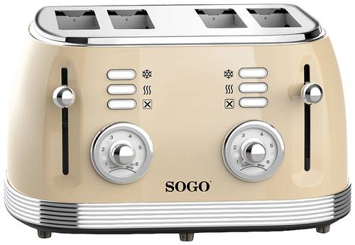 SOGO Human Technology 4-Scheiben-Toaster Kontrollleuchte, Toastfunktion Beige, Metallic von SOGO Human Technology